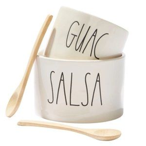 Rae Dunn Salsa and Guac Set with Two Spoons